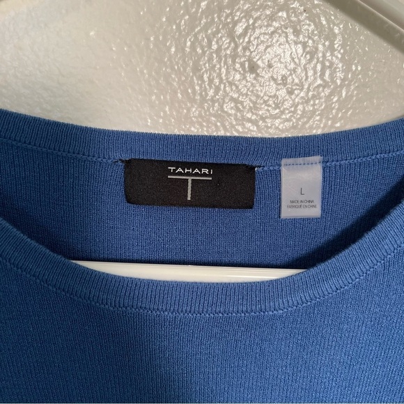 T Tahari Flutter Sleeve Sweater Knit Top Blue L - Picture 9 of 12